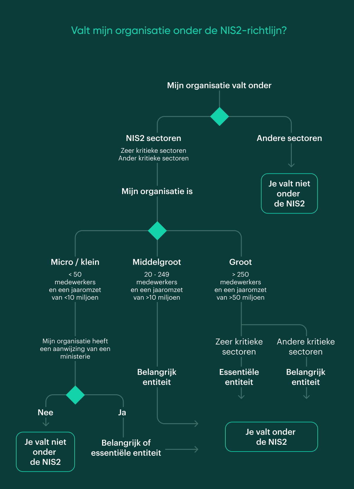 Flowchart: Valt mijn organisatie onder de NIS2-richtlijn?
