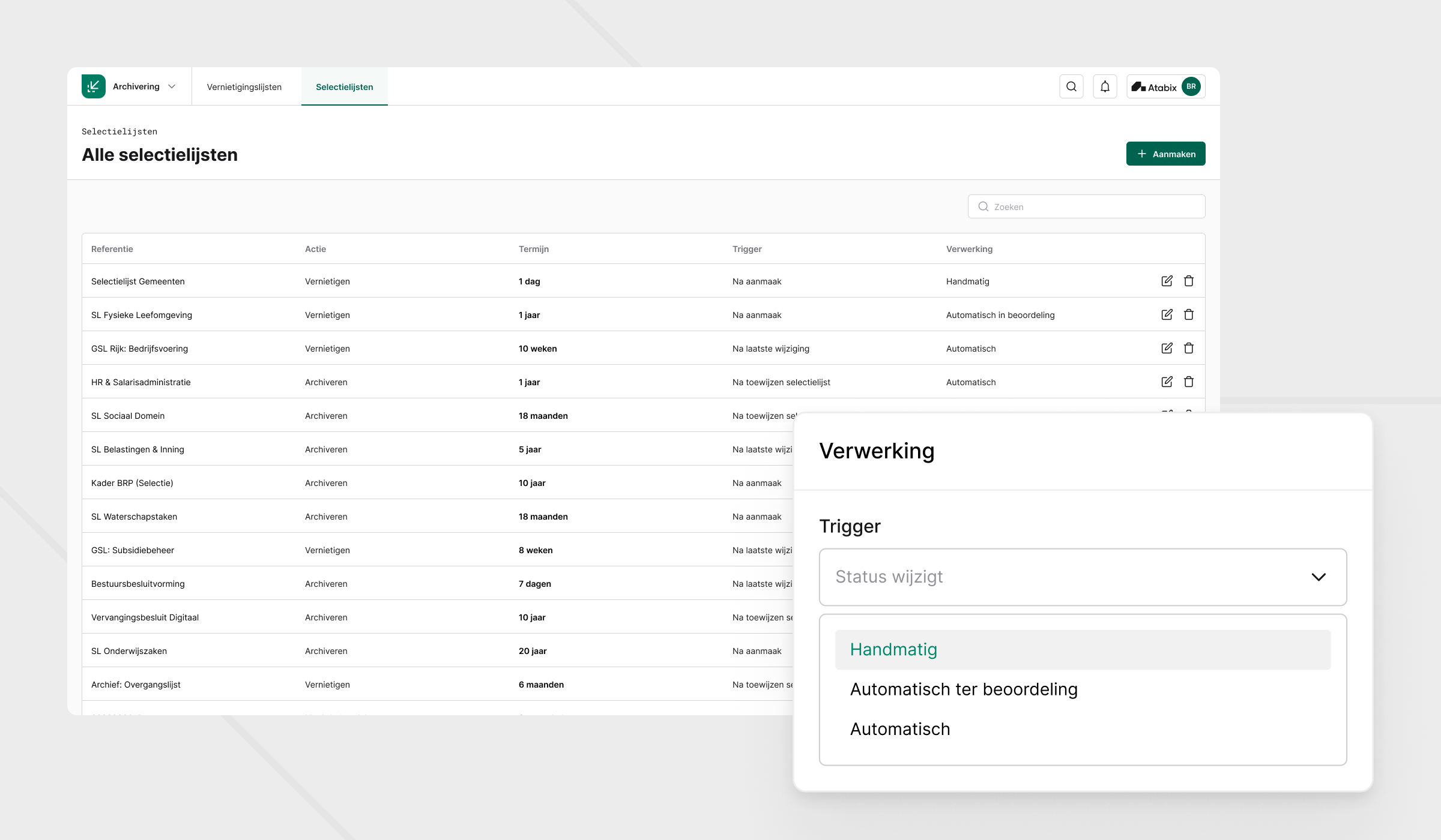 UI -element-selectielijsten